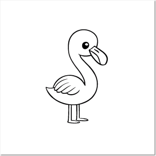 Cute Baby Flamingo Animal Outline Posters and Art